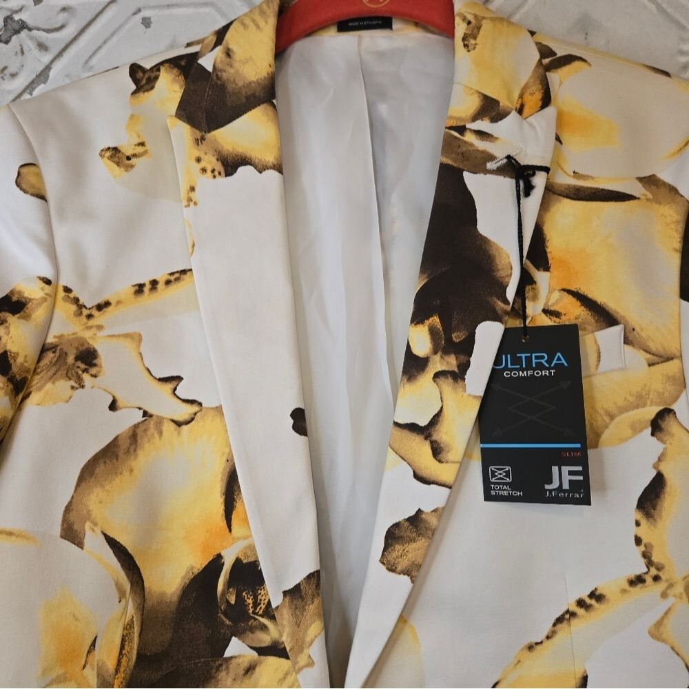 JF J.Ferrar Cotton Men's Floral Stretch Fabric Slim Fit Sport Coat New Sz: 42/S - Picture 4 of 16